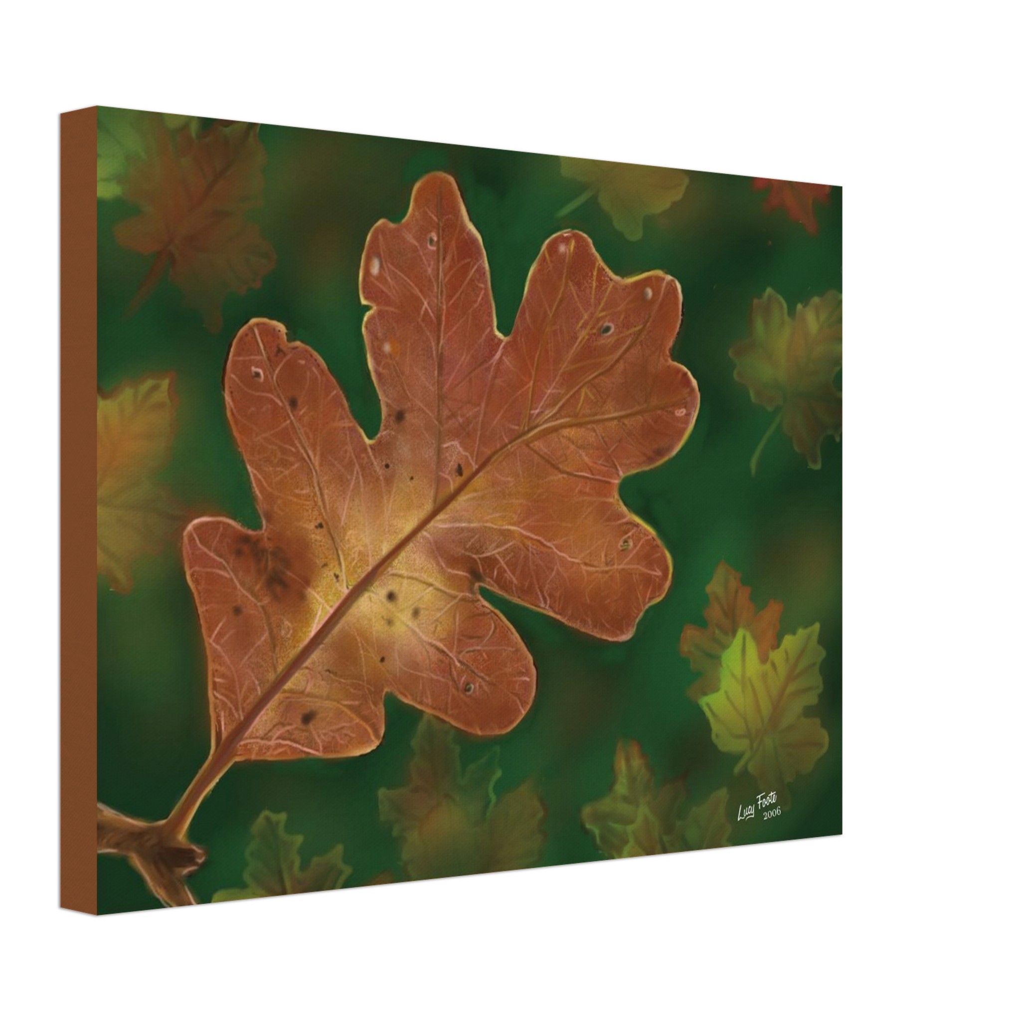 Brown Leaf Digital Painting by Lucy Foote printed on stretched canvas