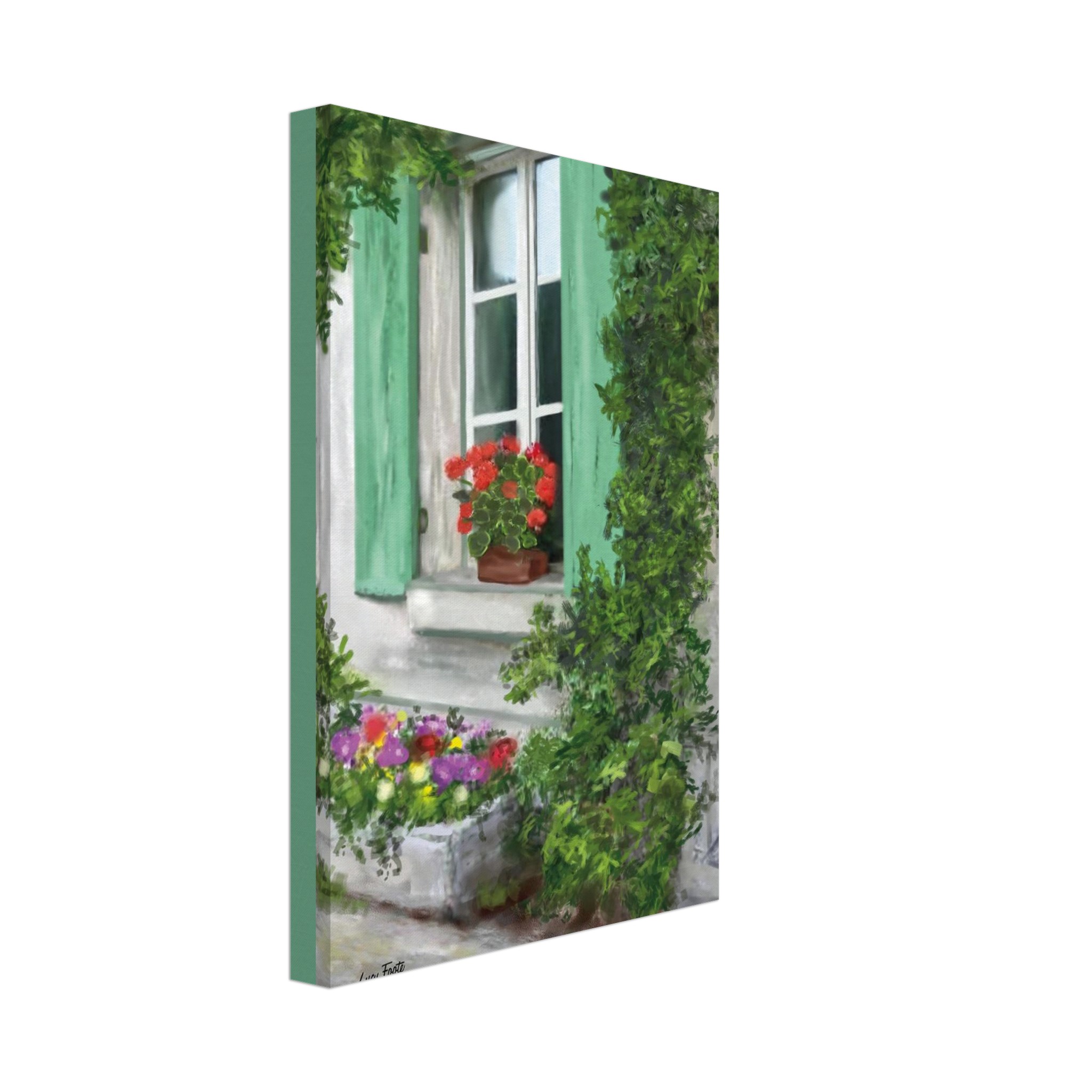Country Window Charm Digital Painting by Lucy Foote printed on stretched canvas