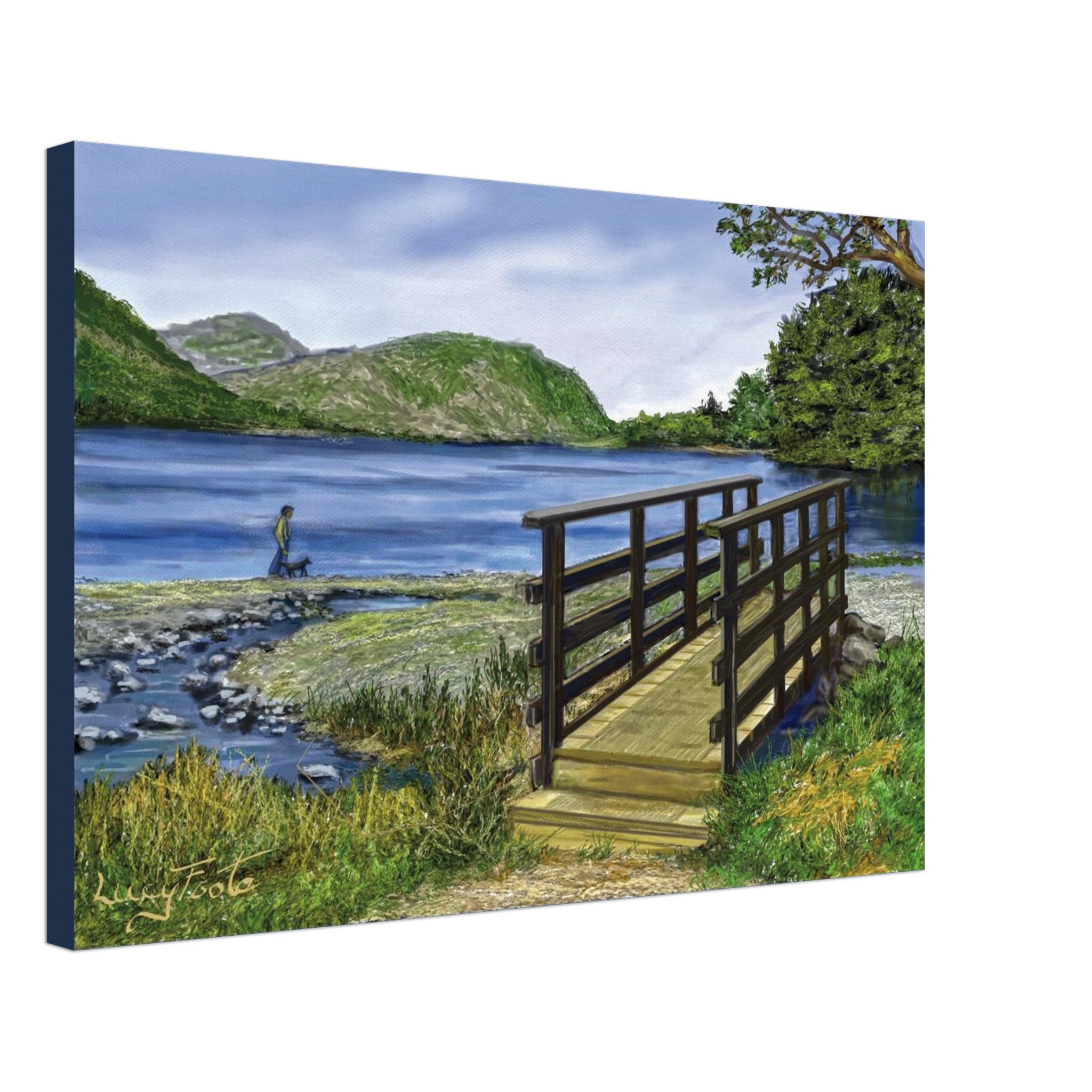 Bridge At Butyermere Digital Painting by Lucy Foote printed on stretched canvas