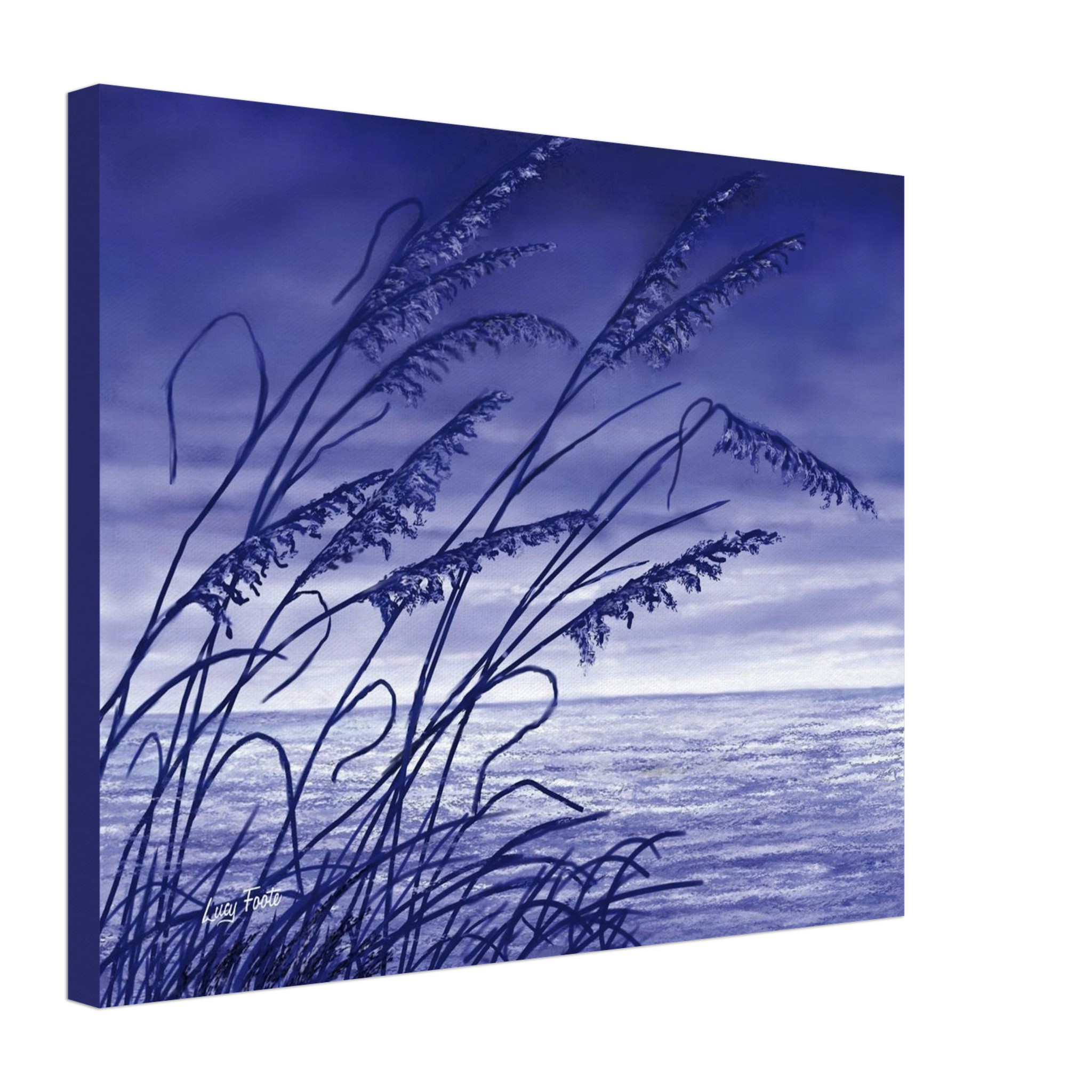 Sea Oats Digital Painting by Lucy Foote printed on stretched canvas