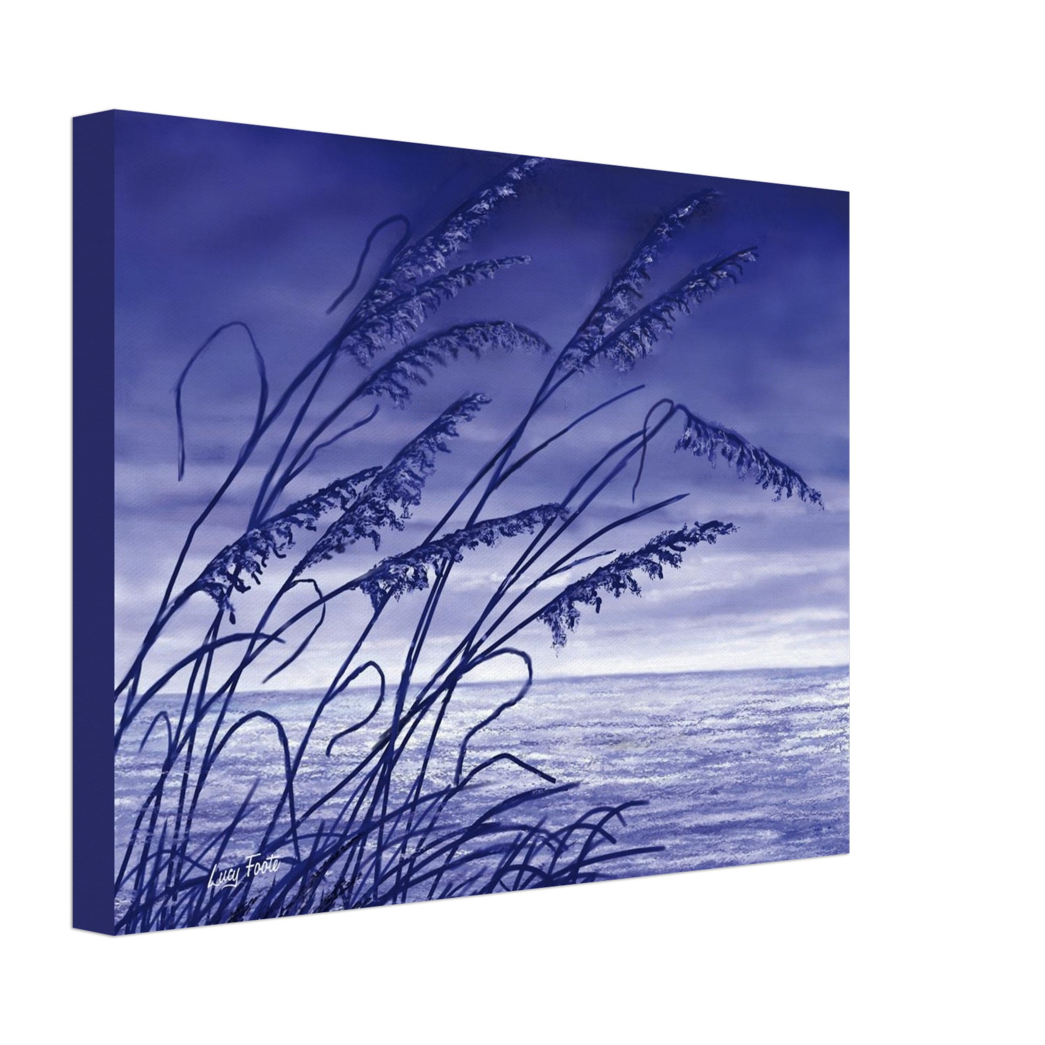 Sea Oats Digital Painting by Lucy Foote printed on stretched canvas