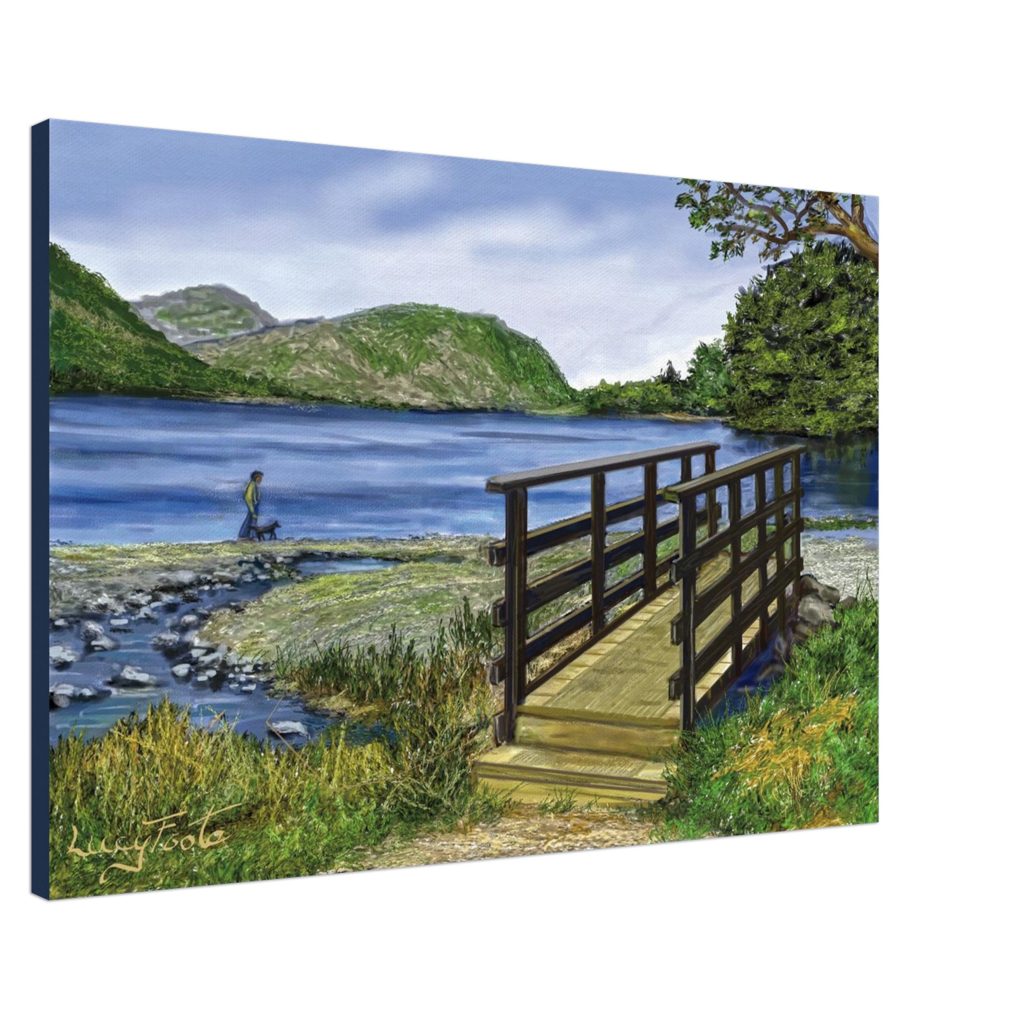 Bridge At Butyermere Digital Painting by Lucy Foote printed on stretched canvas
