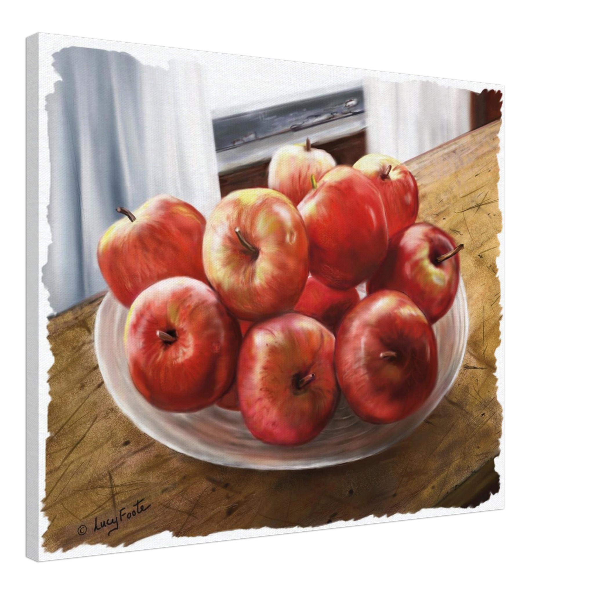 Apples Digital Painting by Lucy Foote printed on stretched canvas