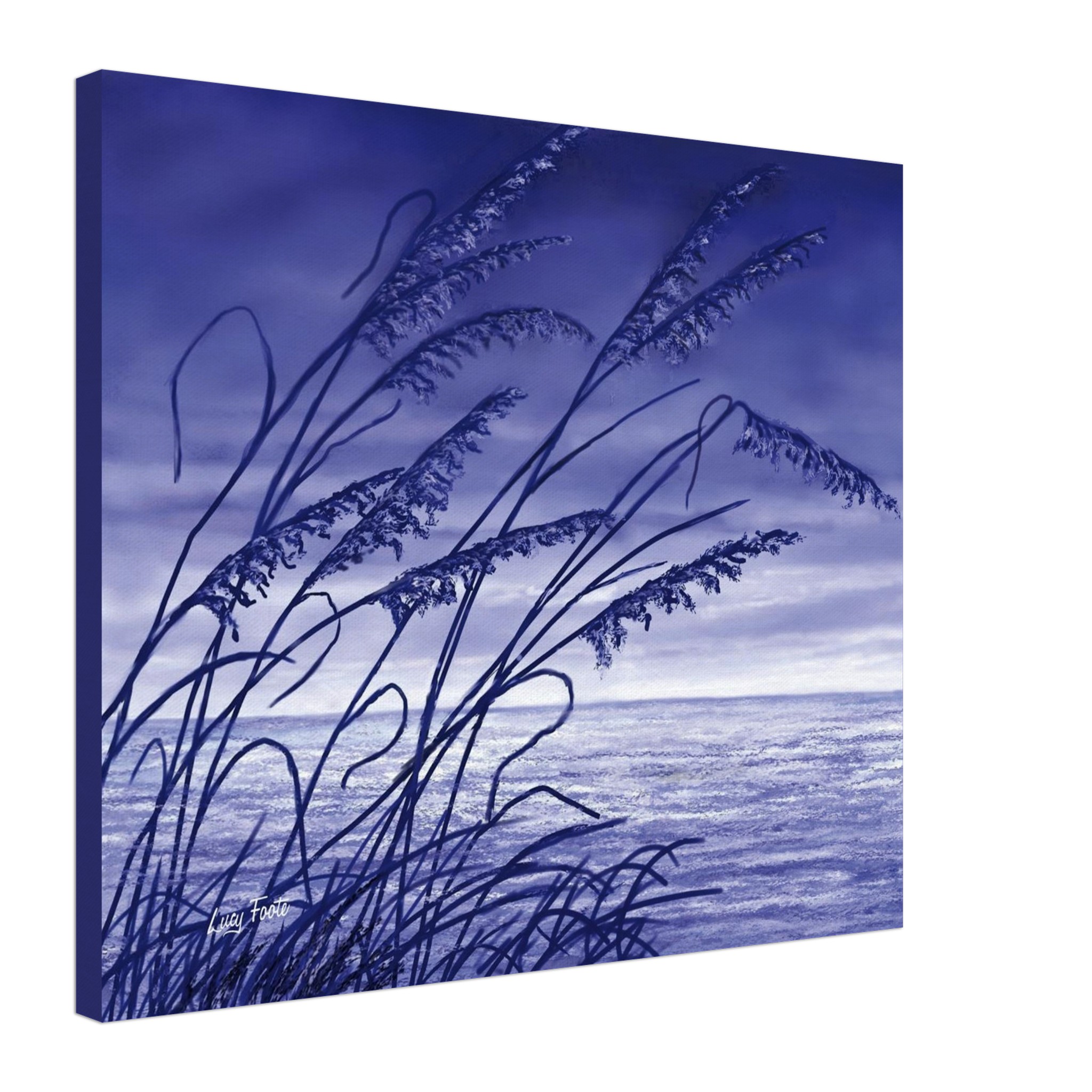 Sea Oats Digital Painting by Lucy Foote printed on stretched canvas