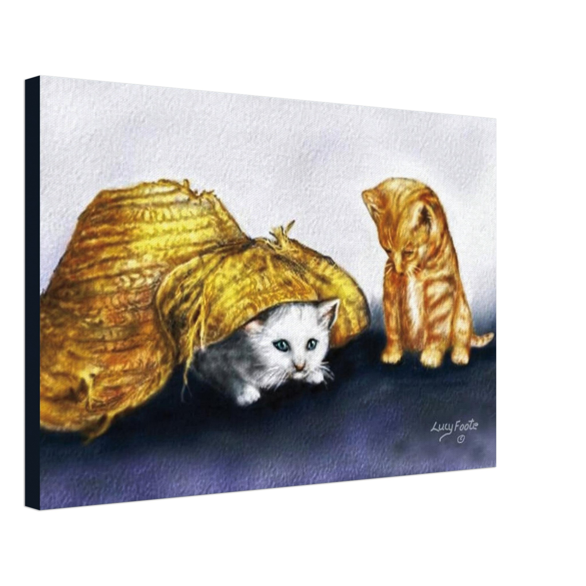 Peek-A-Boo Digital Painting by Lucy Foote printed on stretched canvas