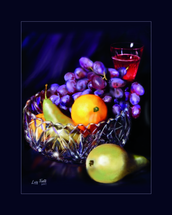 Fruit In Crystal Bowl by Lucy Foote printed on stretched canvas - 12x16"