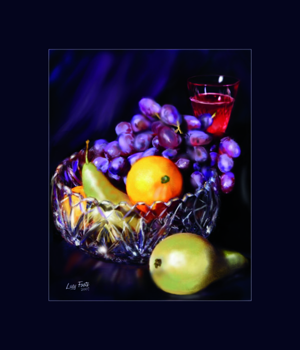 Fruit In Crystal Bowl by Lucy Foote printed on stretched canvas - 8x10"