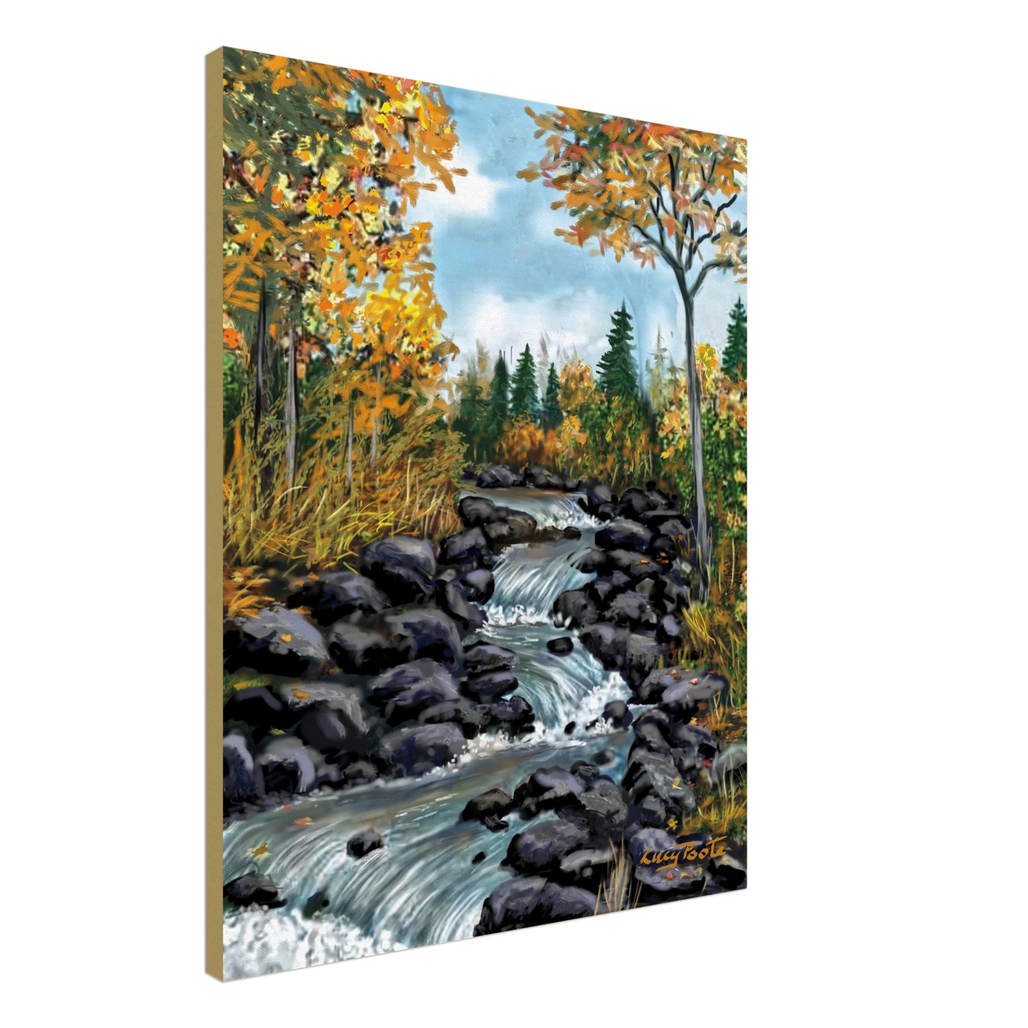 Step Falls Digital Painting by Lucy Foote printed on stretched canvas