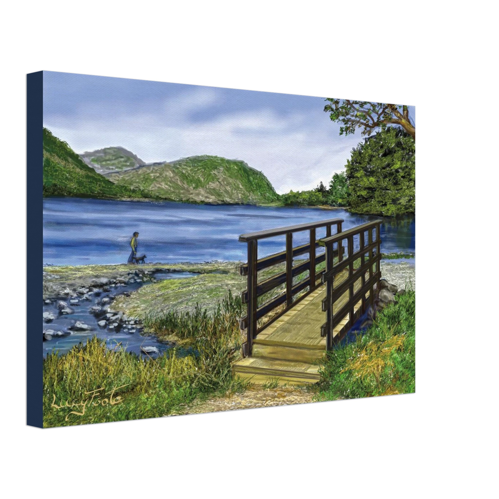 Bridge At Butyermere Digital Painting by Lucy Foote printed on stretched canvas