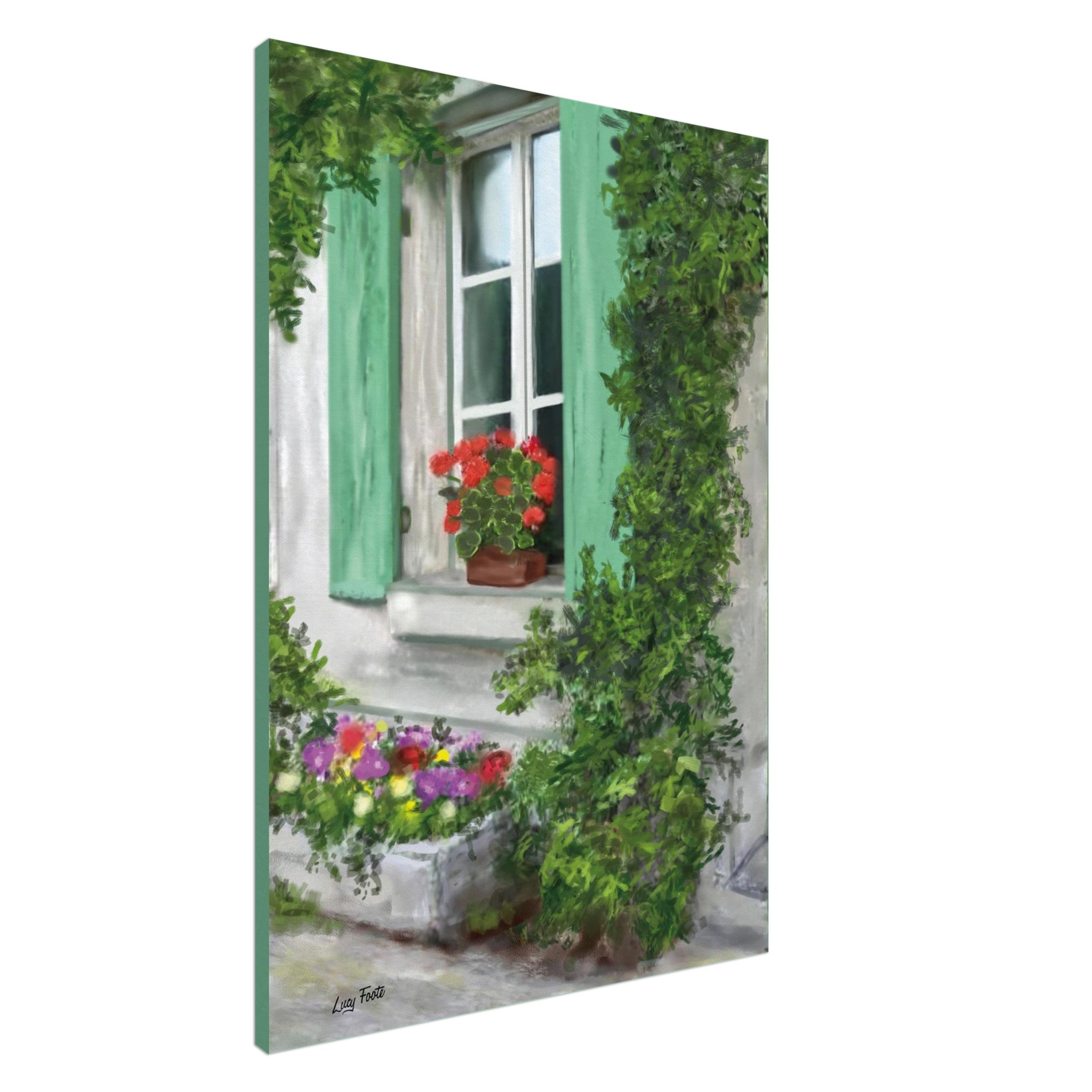 Country Window Charm Digital Painting by Lucy Foote printed on stretched canvas