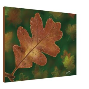 Brown Leaf Digital Painting by Lucy Foote printed on stretched canvas
