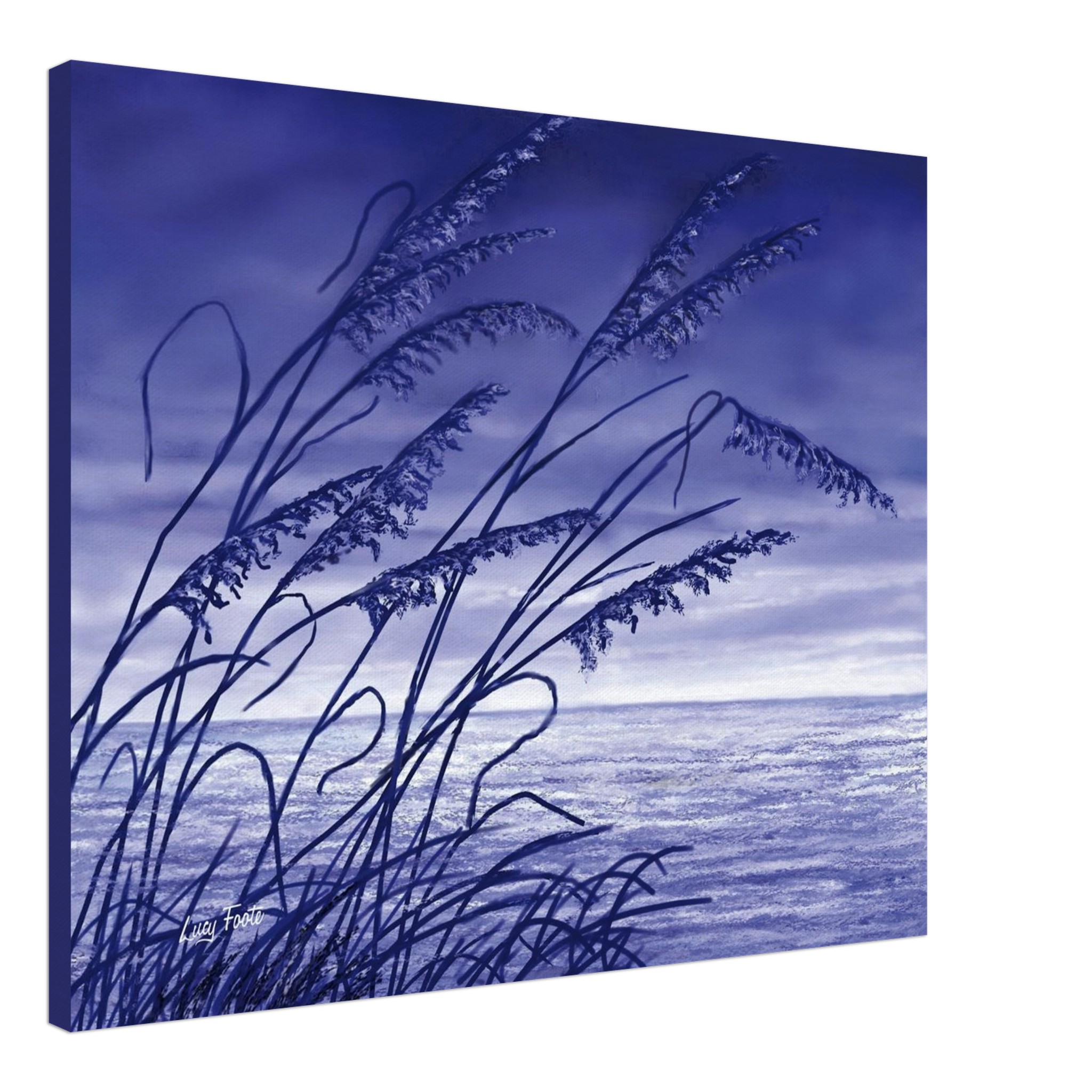 Sea Oats Digital Painting by Lucy Foote printed on stretched canvas
